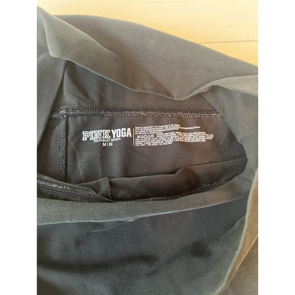 Victorias Secret Pink Yoga Pants Womens Medium Foldover Black Leggings Retro Y2K - Picture 2 of 4